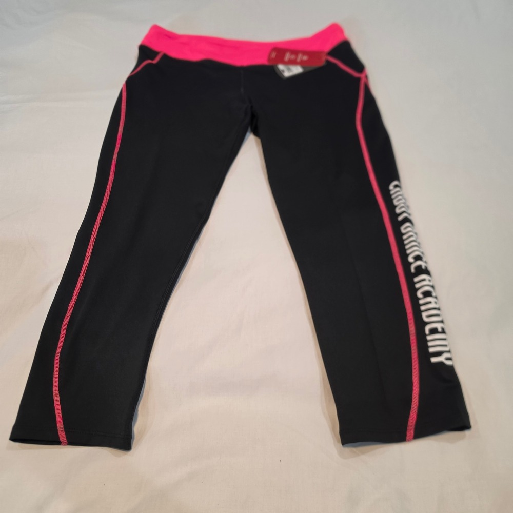 BCG Training Capri Girls XL 16 Black Pink NWT Contrast Stitch Dance Academy
